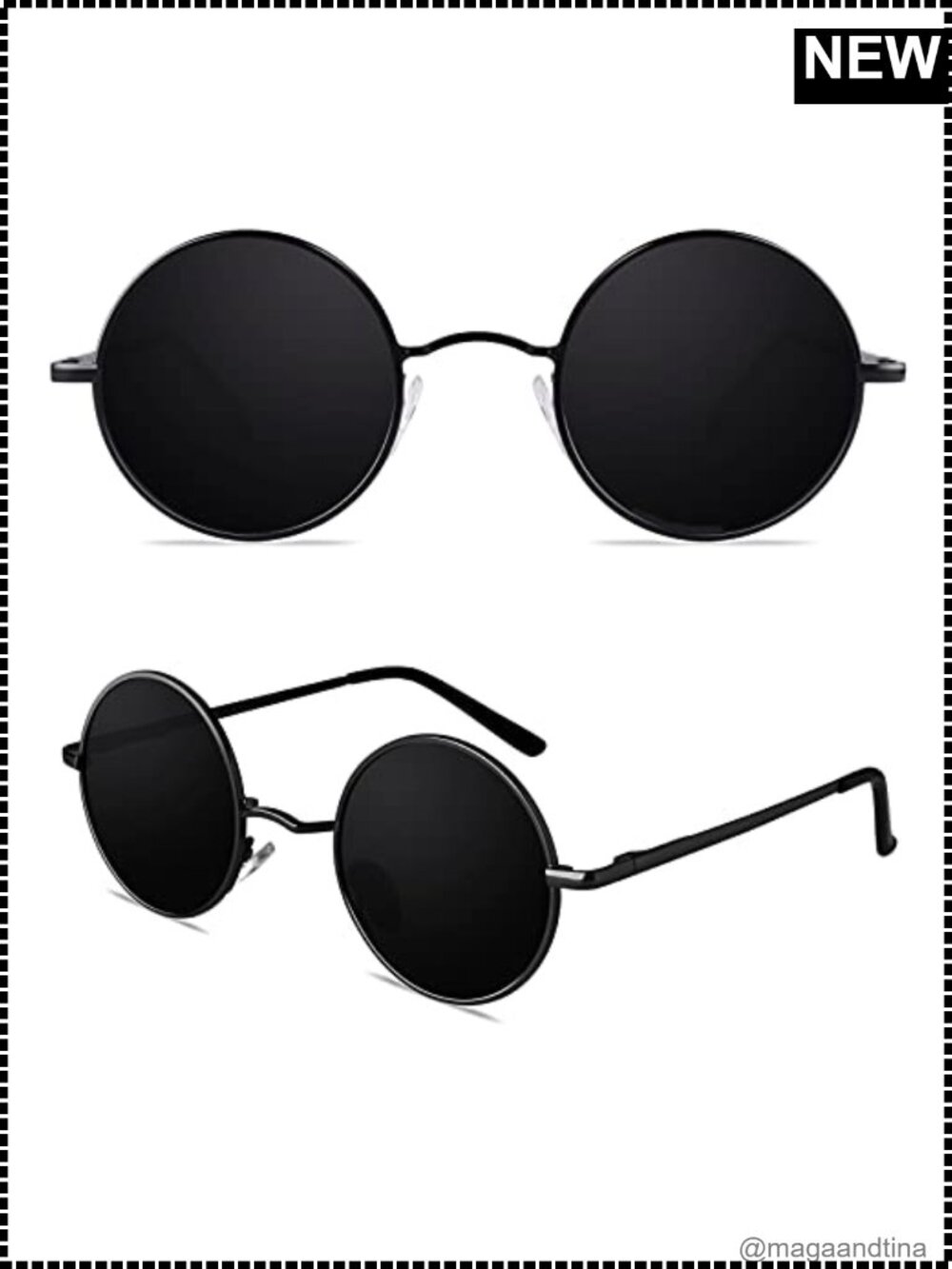Retro Round Polarized Sunglasses Metal Frame UV400 Spring Hinge